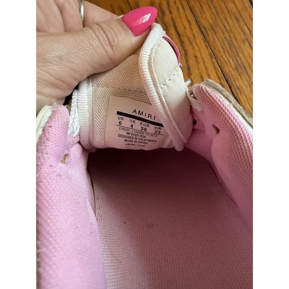 AMIRI Skel Low Top Womens Leather Sneakers white/pink sz 6